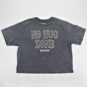Wednesday Addams No Hug Zone Graphic Tee Kids L 12/14 Charcoal Mineral Wash